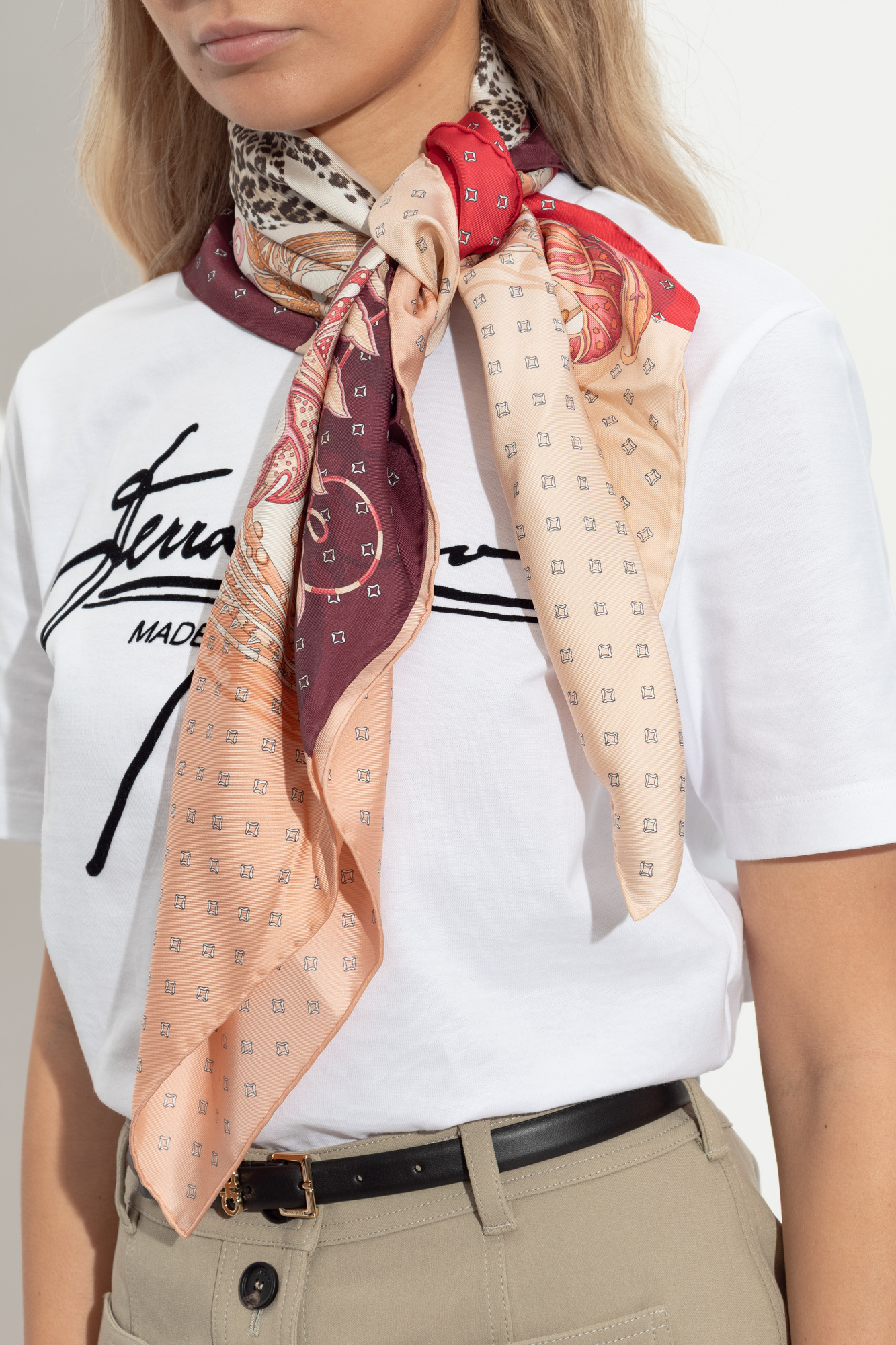 【関税&送料込】Ferragamo Silk Scarf Madras Print Madras print silk foulard - Women | Ferragamo